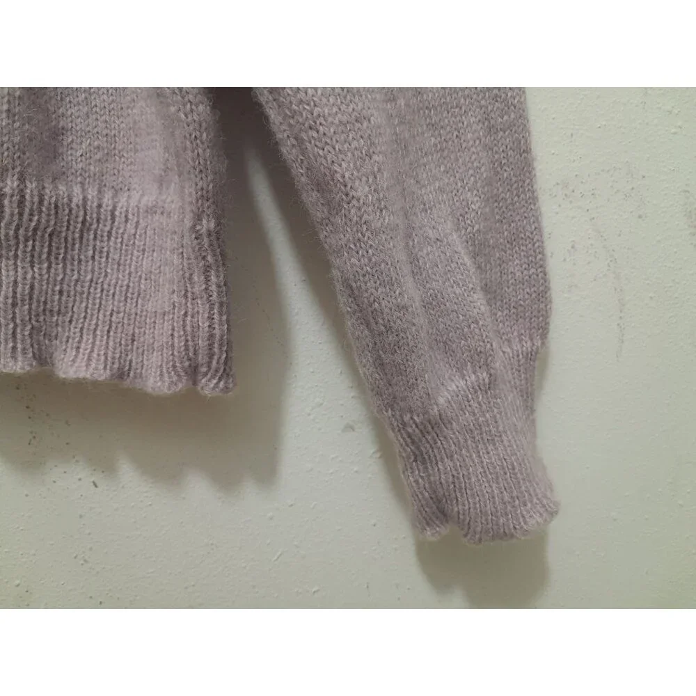 Vtg Gallagher Womens Shetland Wool Cable Knit Soft Size XL Cardigan  Lavender